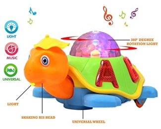 Musical Bump and Go Tortoise Toy with 3D Flashing Light & Sound