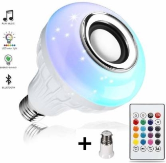 Divaa Smart Led Bulb with Bluetooth Speaker Music Light Bulb B22 LED White + Colorful Lamp with Remote Control